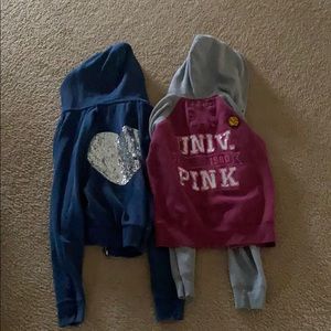 2 hoody zip-up sweatshirts by PINK